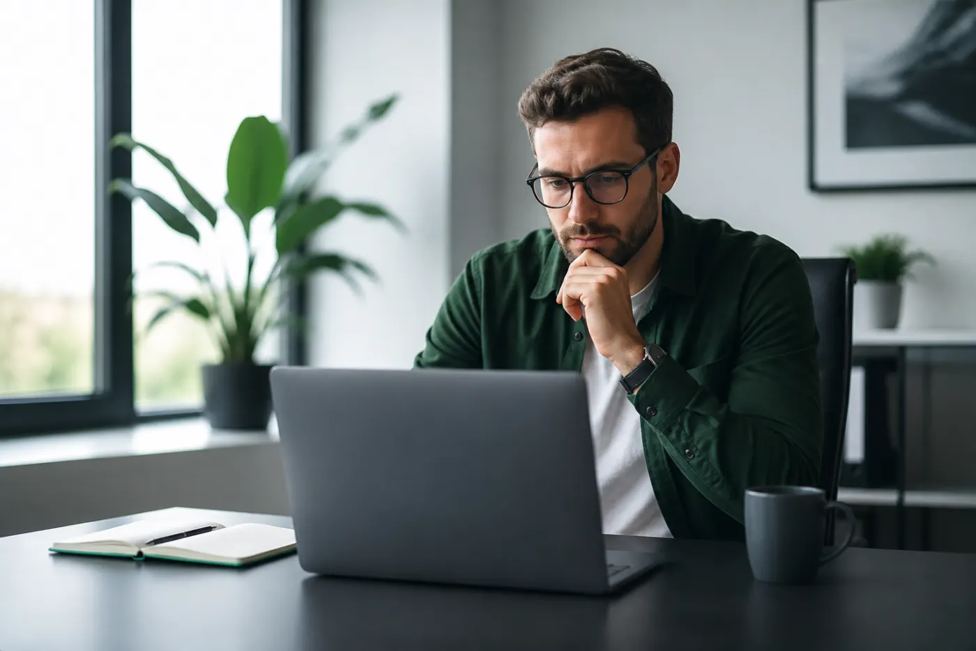 A seller at their desk preparing LinkedIn outreach before sending a message
