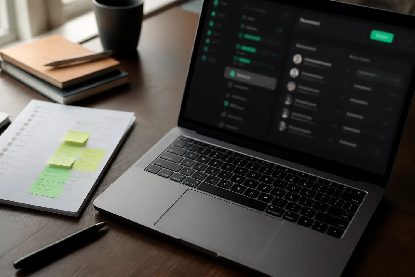 Research setup on a desk before scoring a LinkedIn prospect